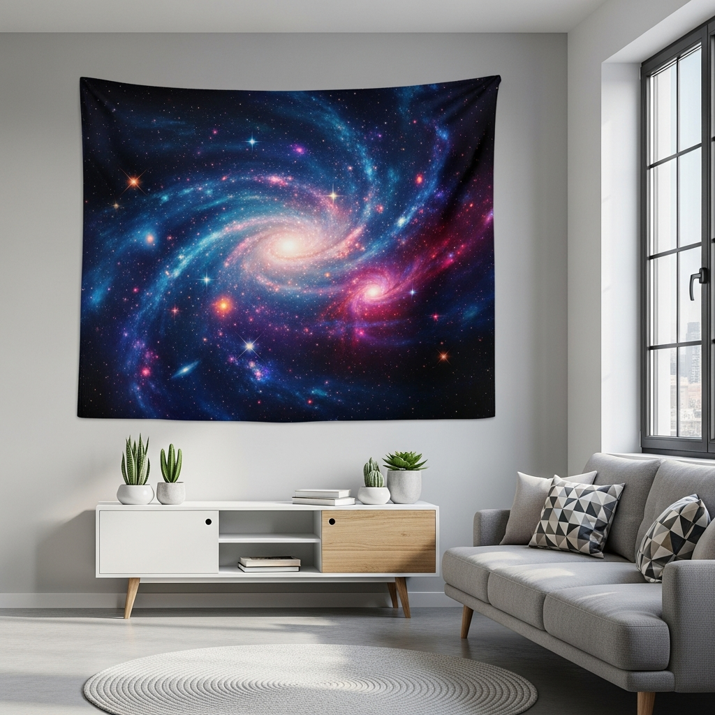 A Cosmic Tapestry displayed in a modern living room